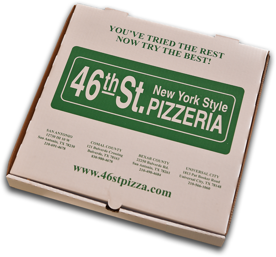 A White And Green Pizza Box