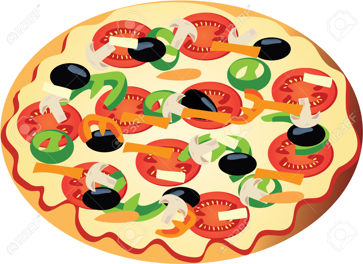 A Pizza With Tomatoes And Olives