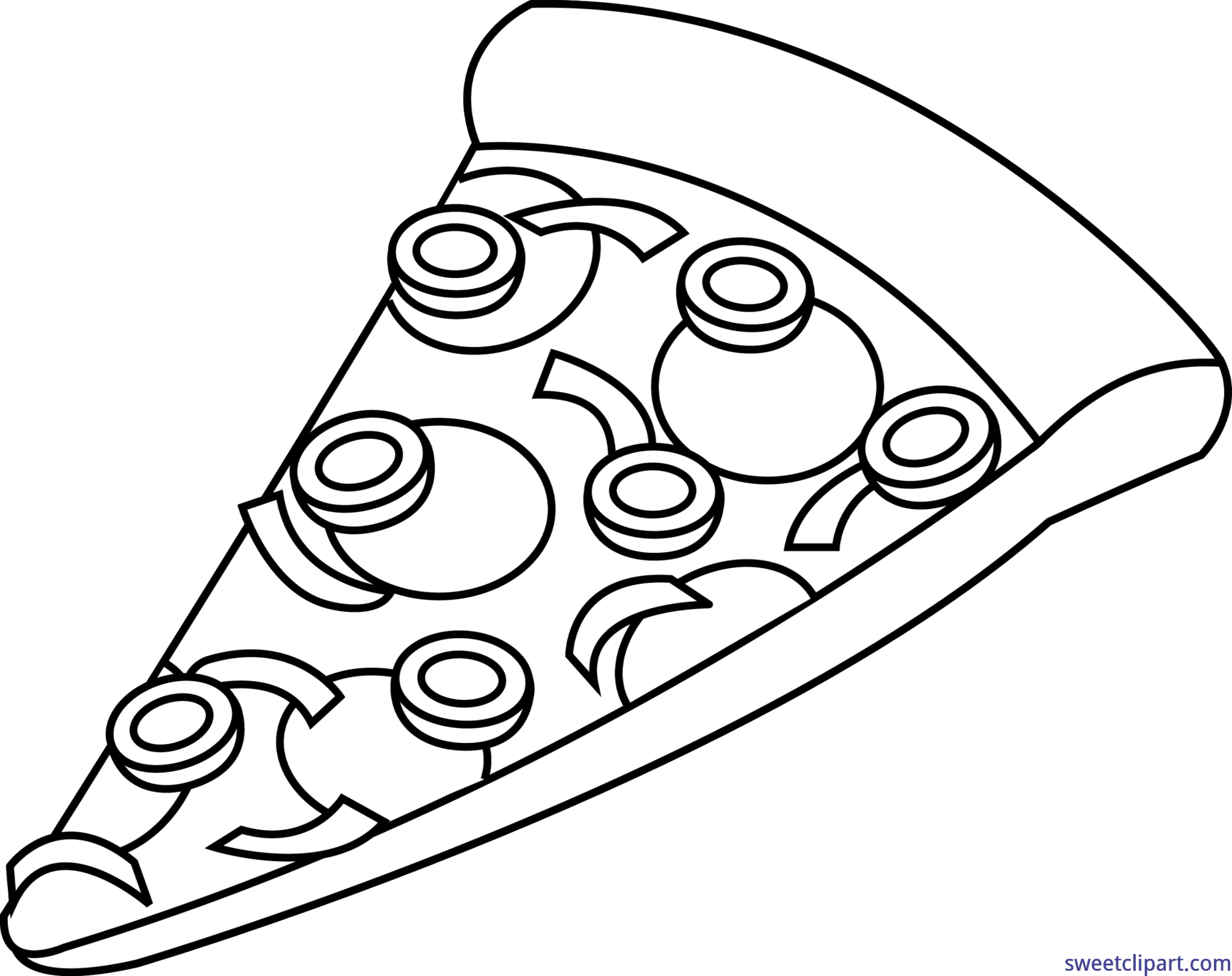 A Black And White Drawing Of A Slice Of Pizza
