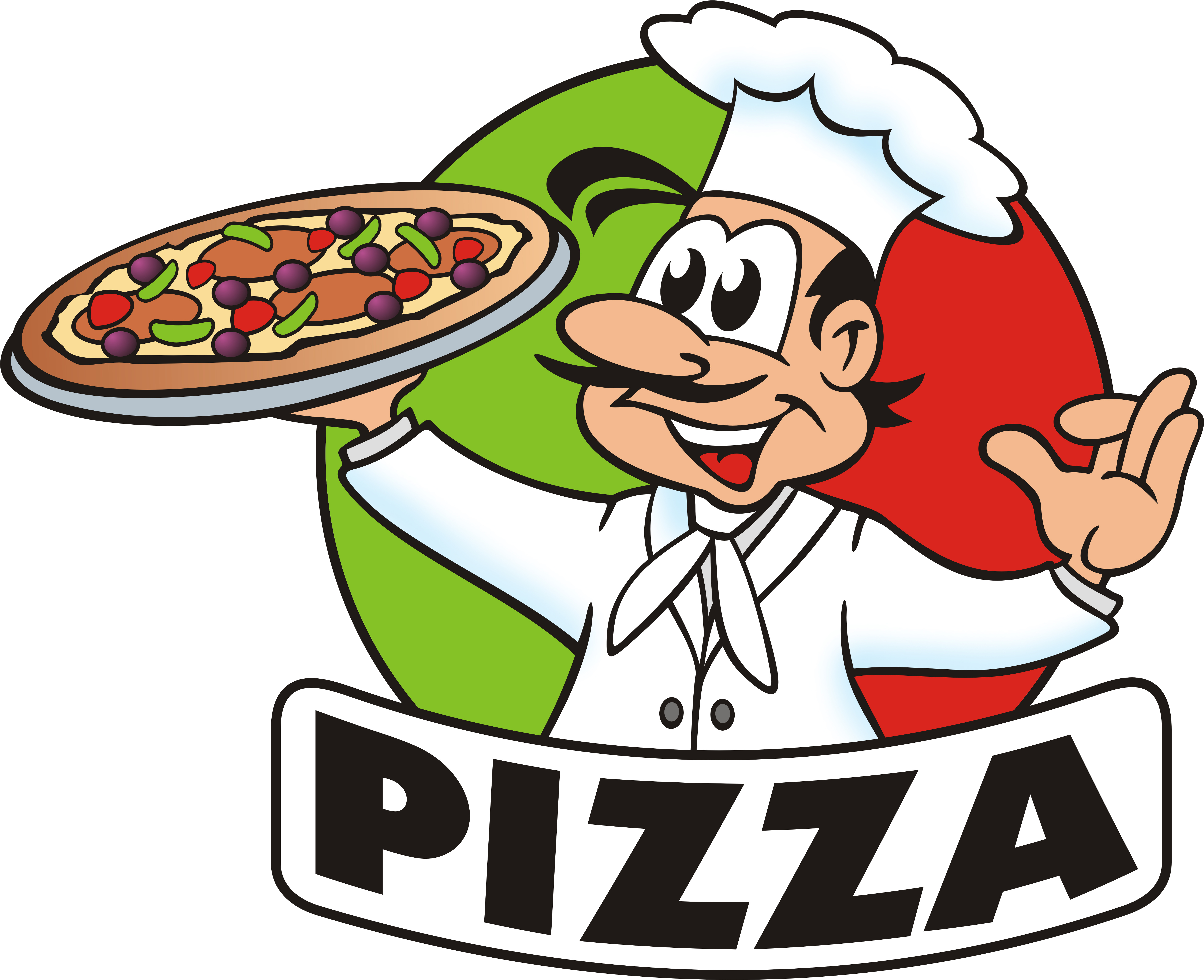 A Cartoon Of A Chef Holding A Pizza