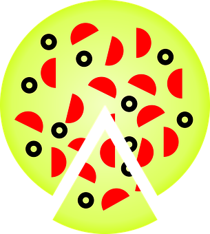 A Yellow Circle With Red Circles And Black Dots