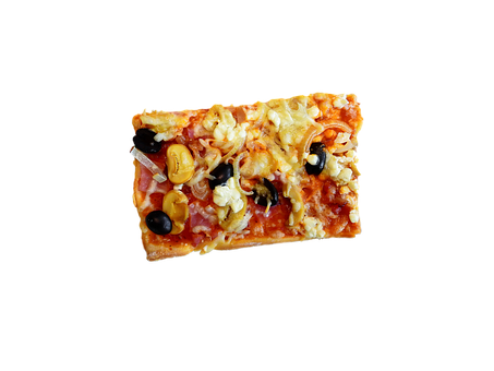 A Rectangular Pizza With Different Toppings