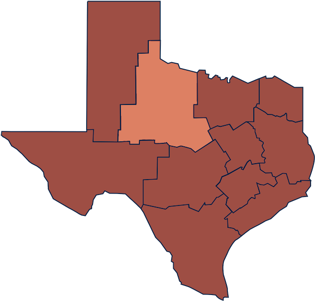 A Map Of Texas With Several States