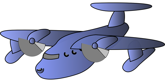 A Cartoon Of A Blue Airplane