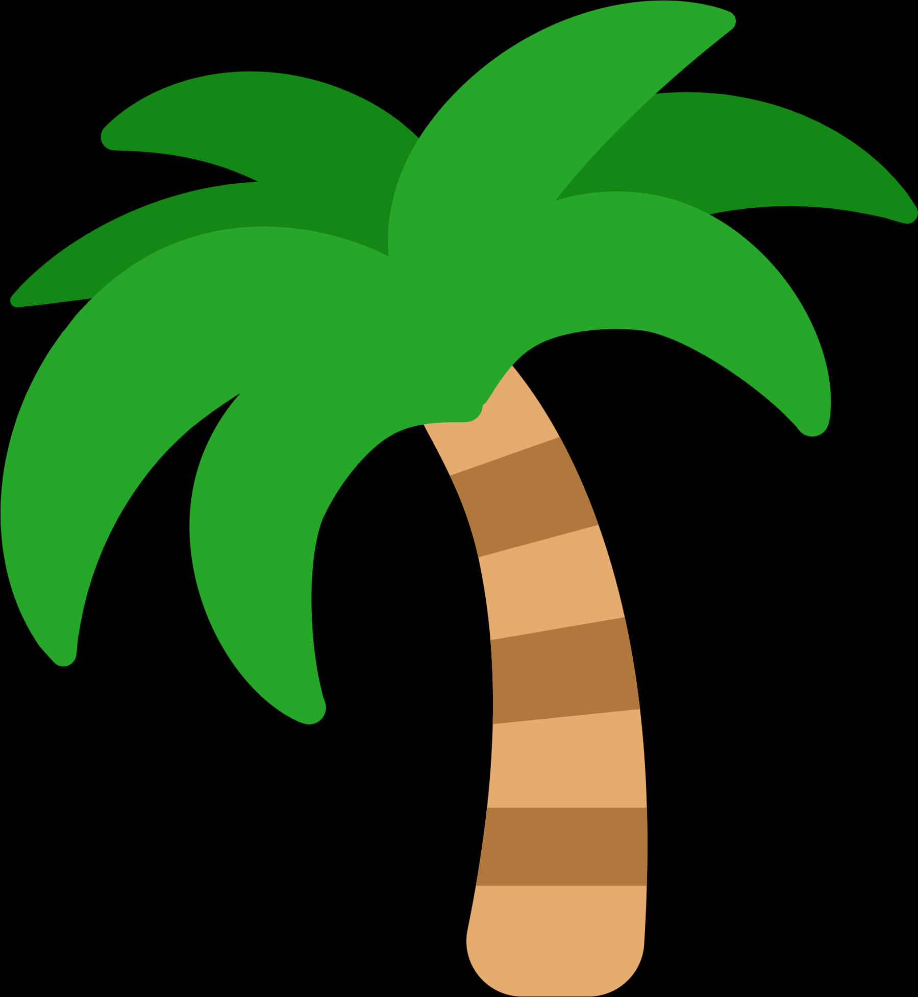 A Green Palm Tree With Brown Stripes