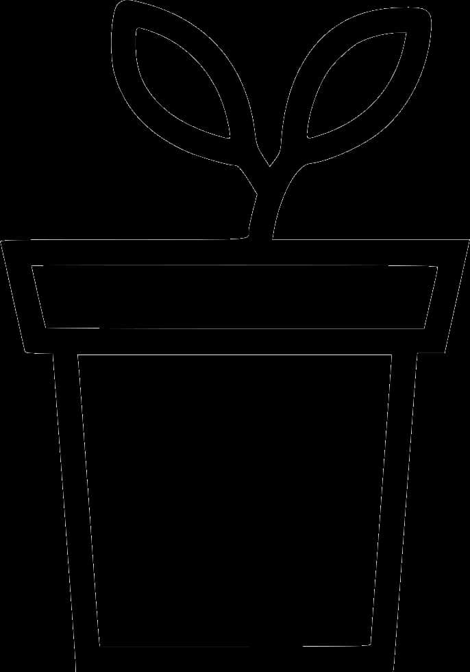 A Black And White Drawing Of A Plant In A Pot