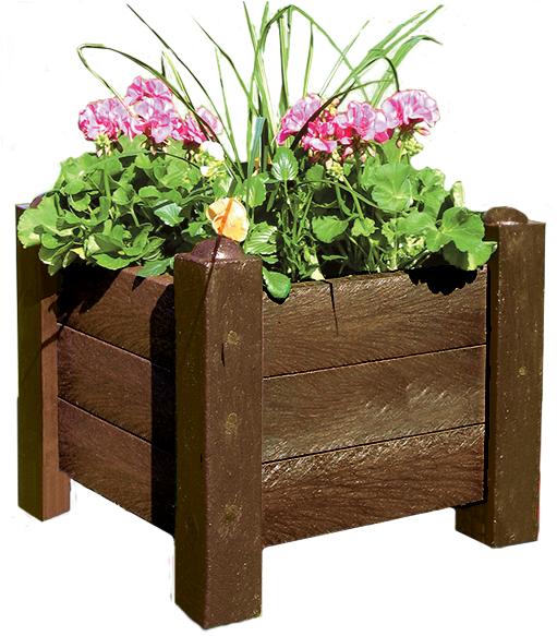 Traditional Square Brown Wooden Planter