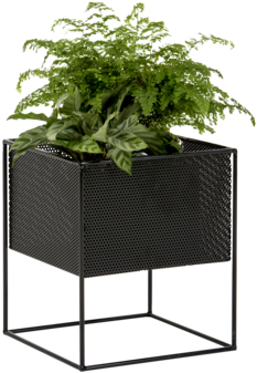 Square Black Planter With Stand