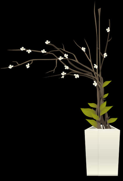 White Flower Pot