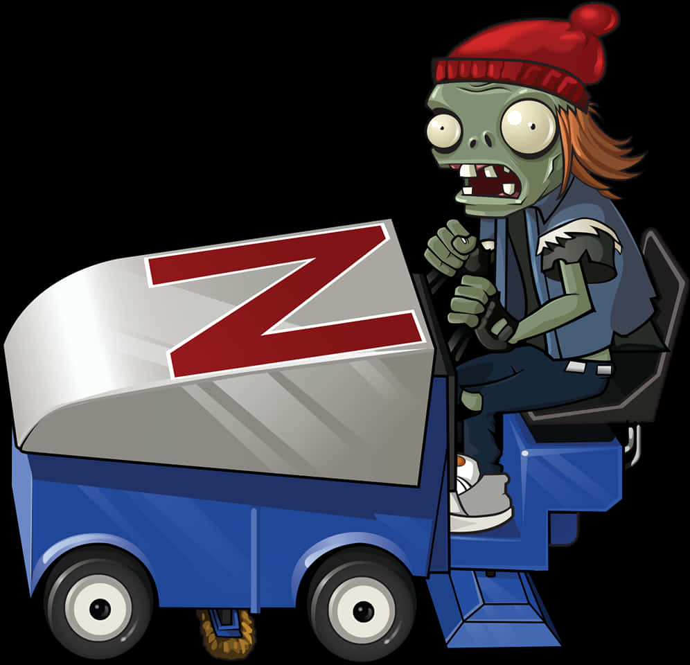 Cartoon Of A Zombie Driving A Toy Truck