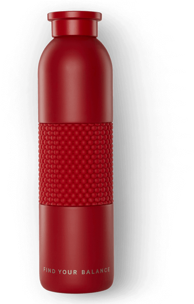 A Red Bottle With A Black Background