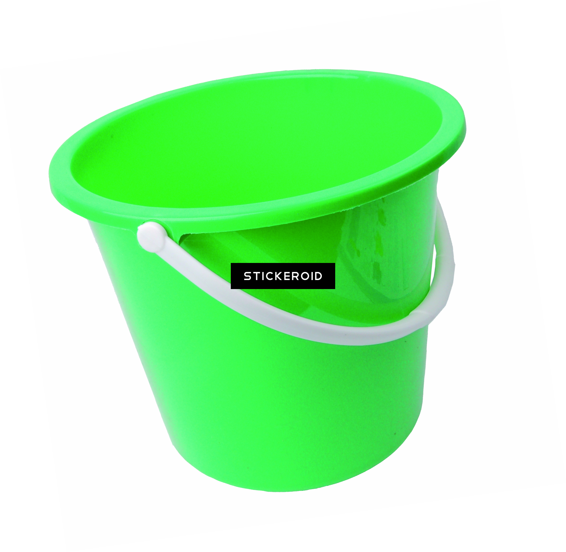 A Green Bucket With A White Handle