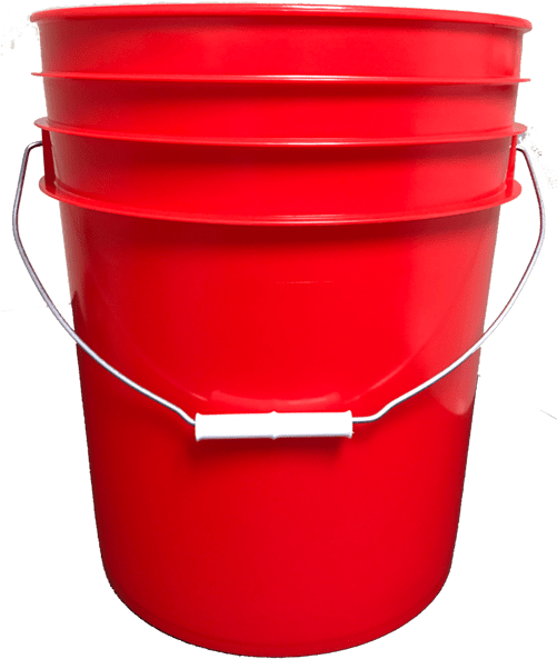 A Red Bucket With A White Handle