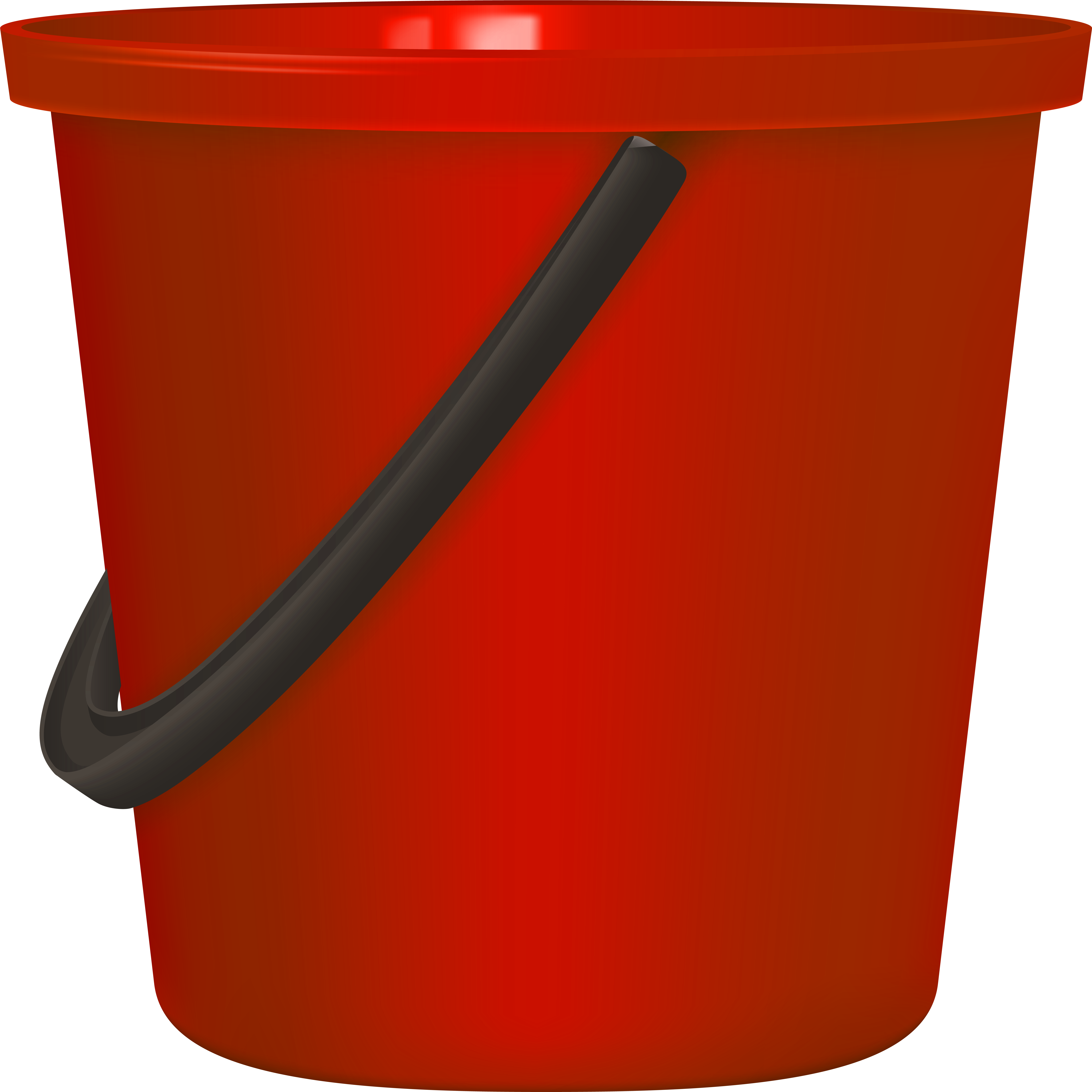 A Red Bucket With A Black Handle