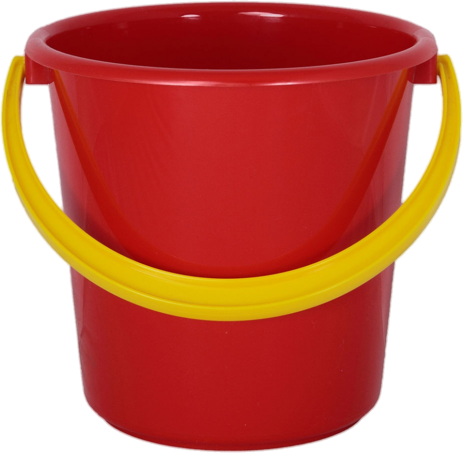 A Red And Yellow Bucket