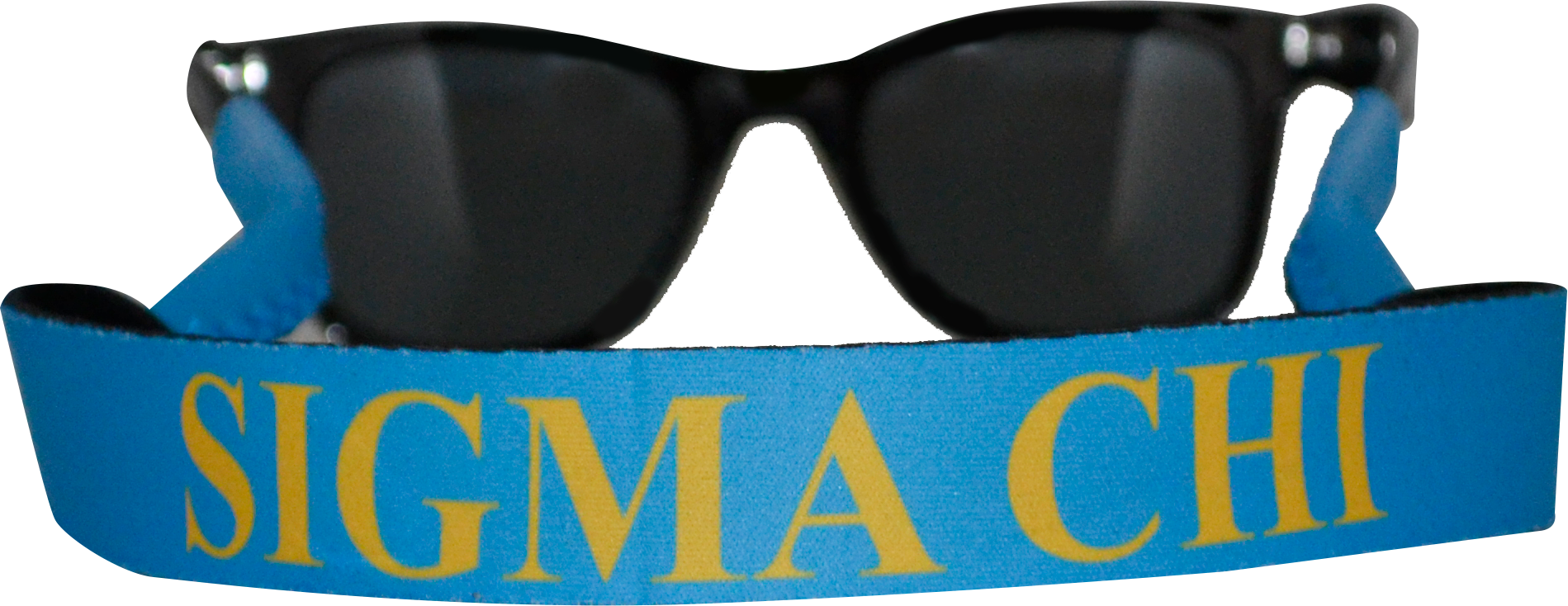 A Pair Of Sunglasses With A Blue Band Around It
