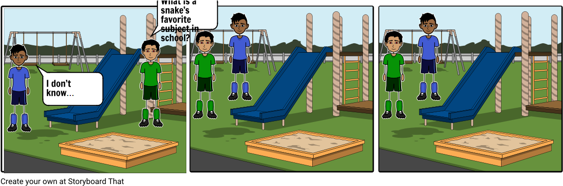 Cartoon Of Two Boys In A Playground