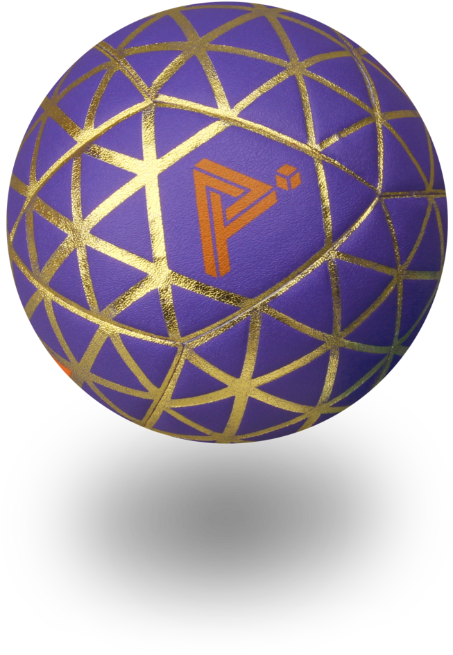 A Purple Ball With Gold Lines
