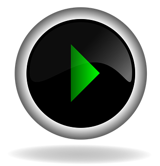A Black And White Circle With A Green Arrow