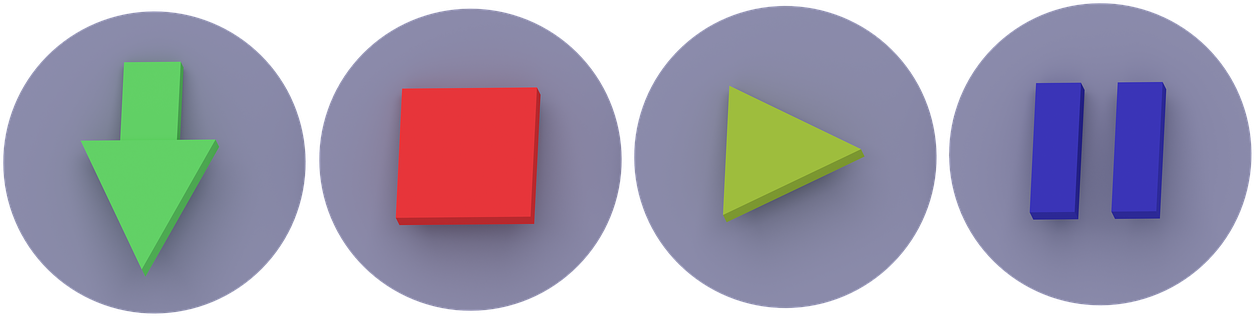 A Red And Green Cubes On A Grey Background
