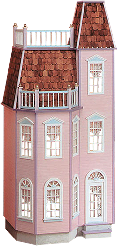 A Pink Doll House With A Balcony