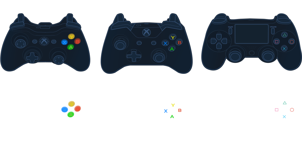 A Video Game Controller With Different Colors