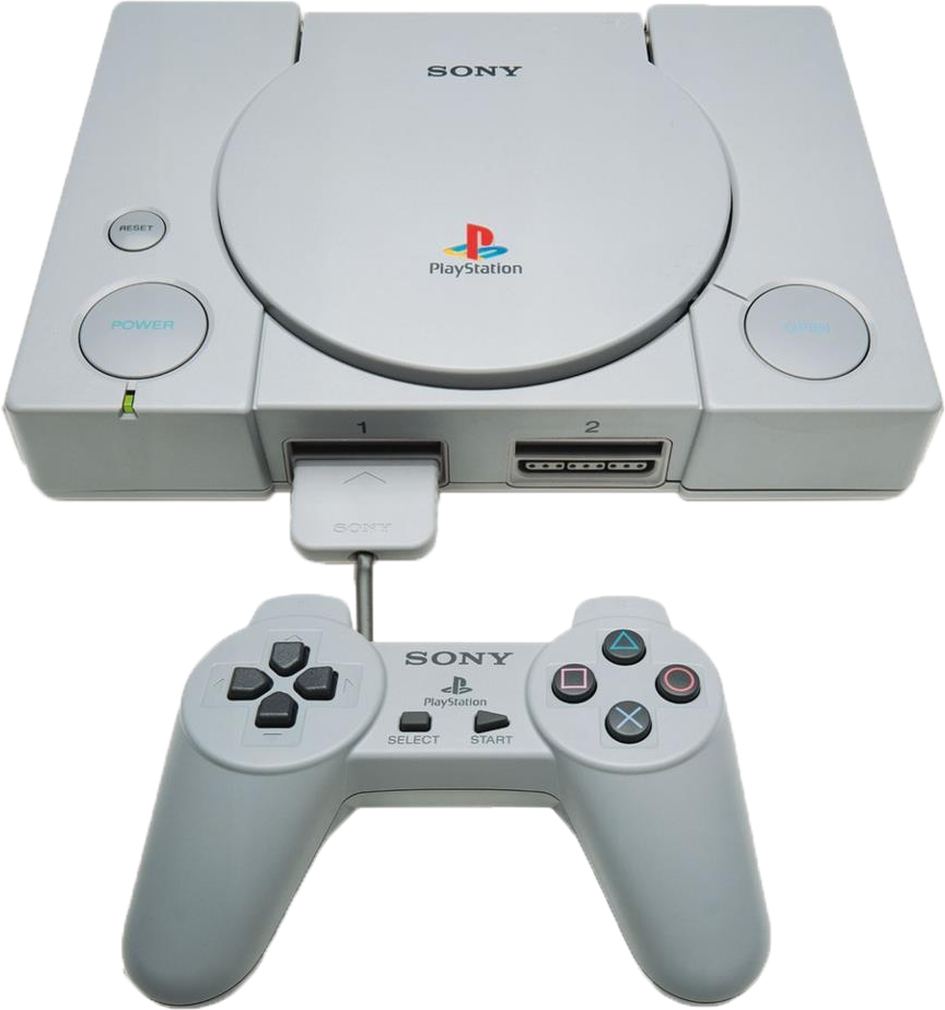 A White Gaming Console With Two Controllers