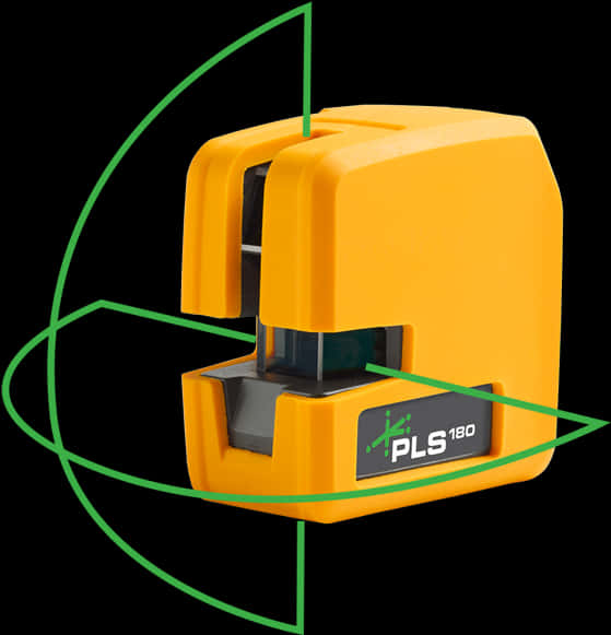 A Yellow Pencil Sharpener With Green Lines Around It