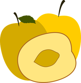 A Yellow Apples And A Half Of A Yellow Apple