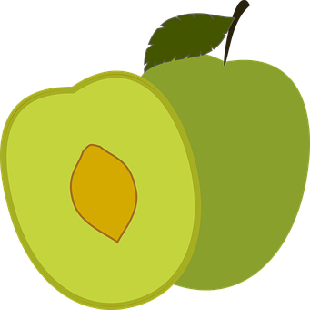 A Green Apple Cut In Half