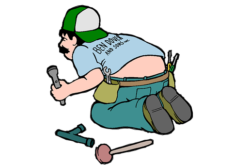 A Cartoon Of A Man With A Hat And Tools
