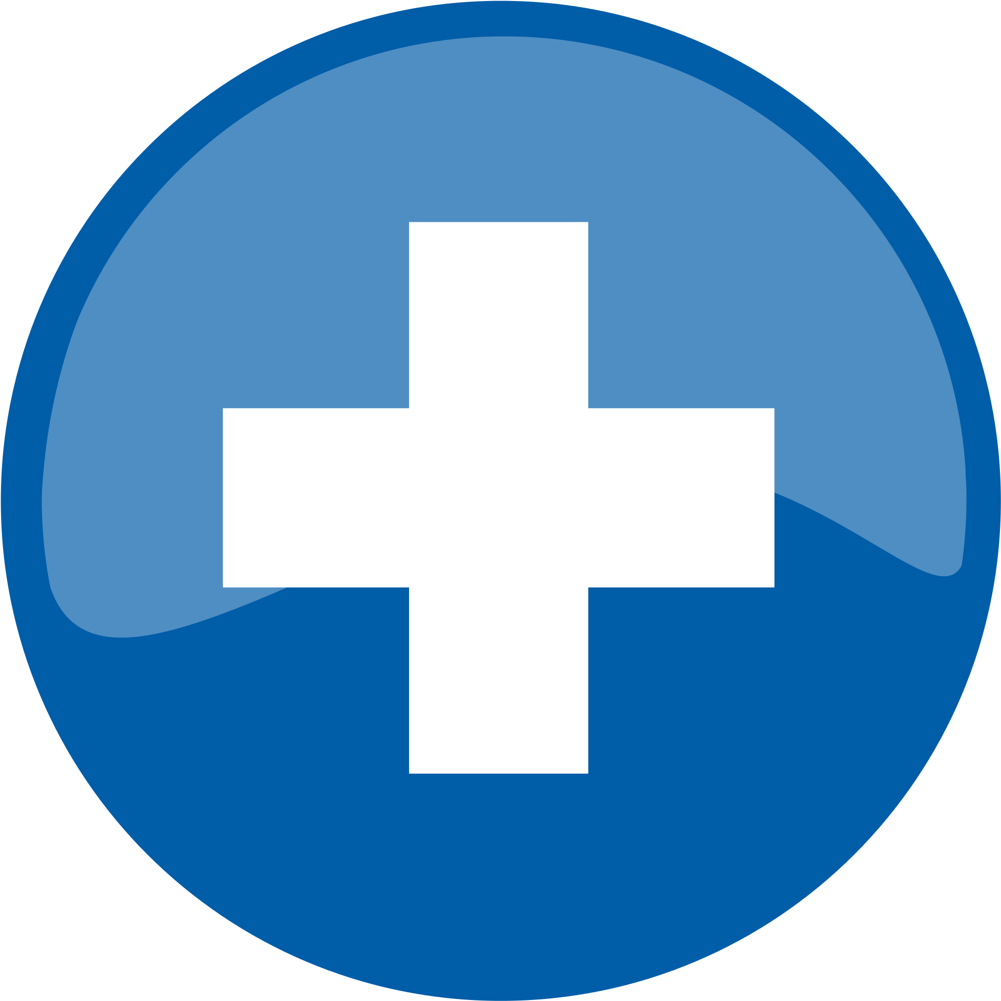 A Blue Circle With A White Cross