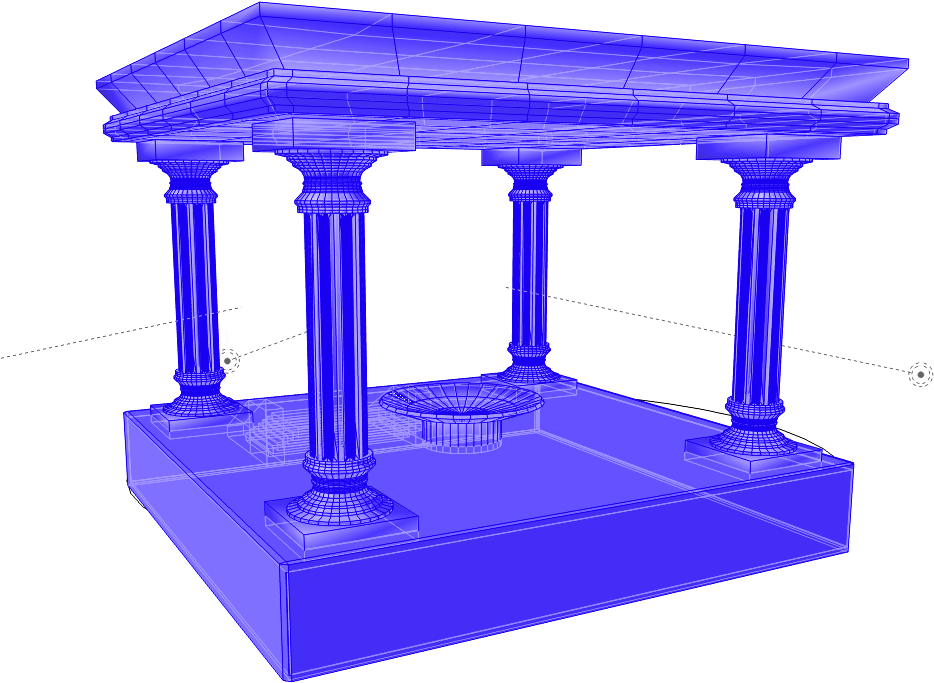 A Blue And White Structure With Columns