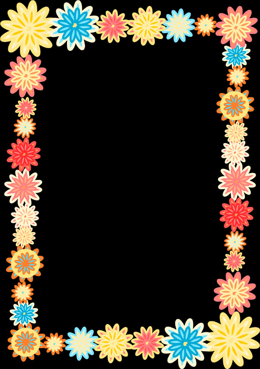 A Rectangular Frame With Colorful Flowers On It