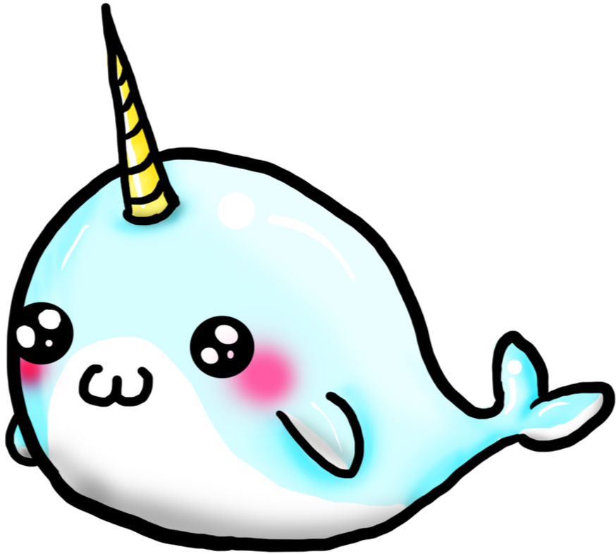 A Cartoon Of A Narwhal With A Unicorn Horn