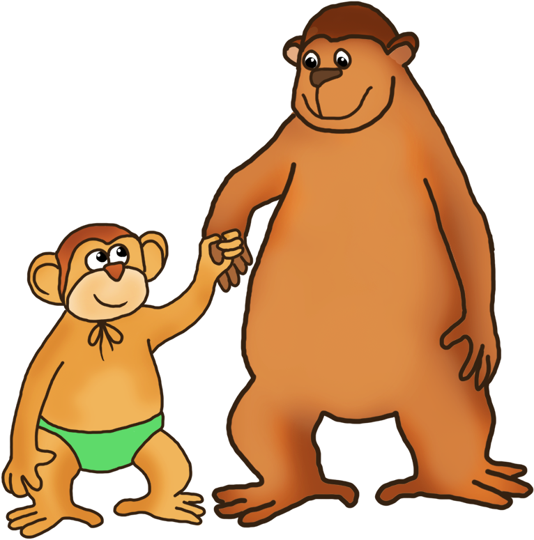 A Cartoon Of A Monkey And A Bear