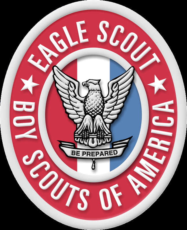 A Red And White Logo With A Eagle And A Flag