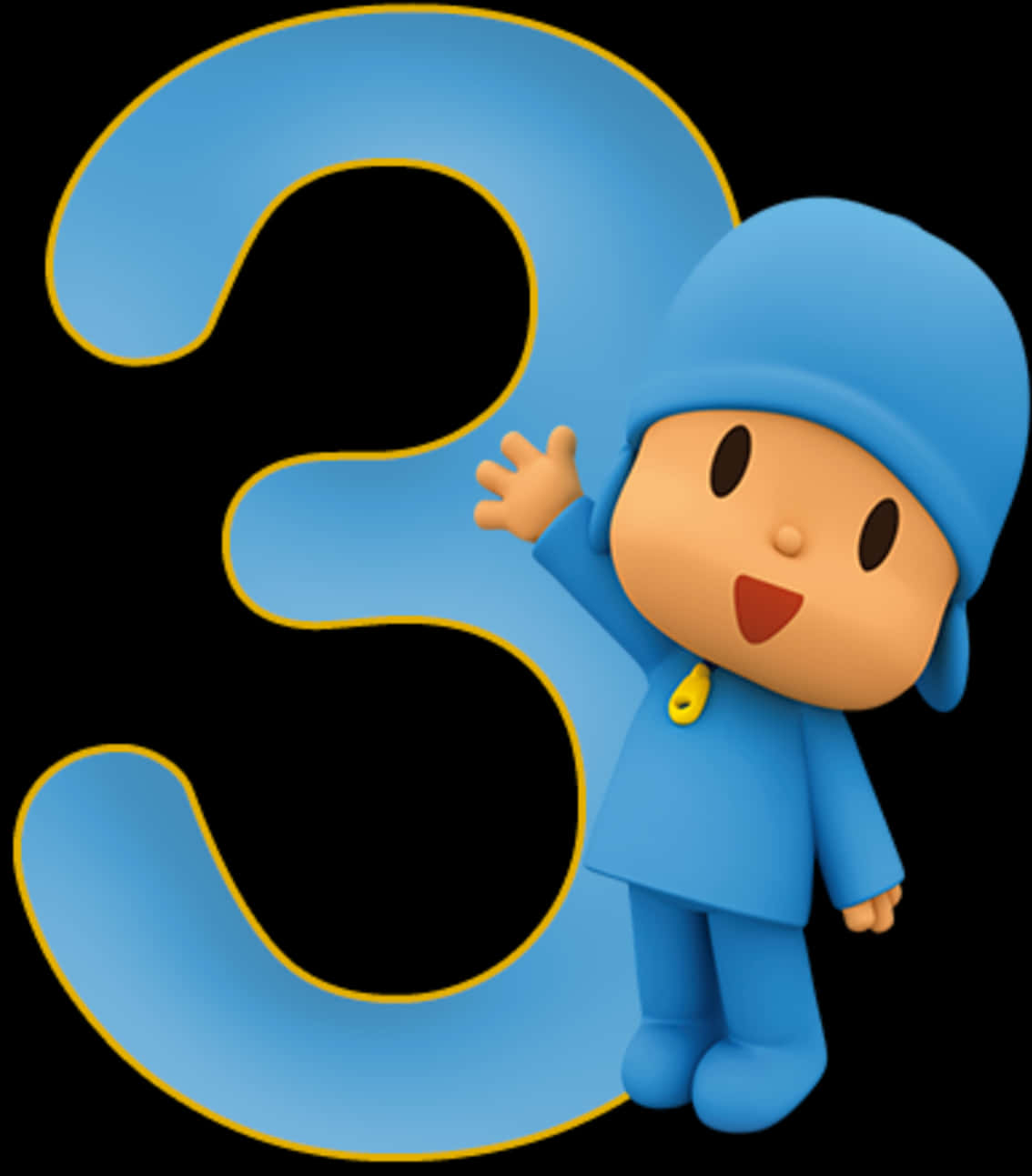 A Cartoon Character Standing On A Number Three