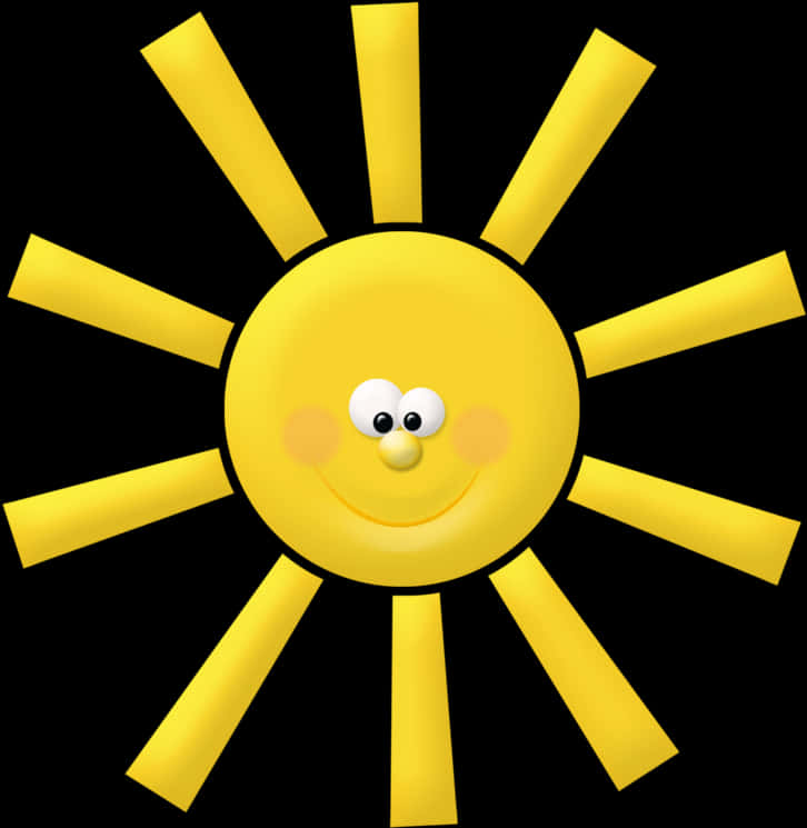 A Yellow Sun With Eyes And A Smiling Face