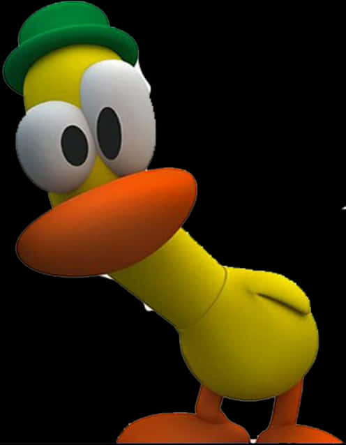 A Cartoon Duck With A Green Hat