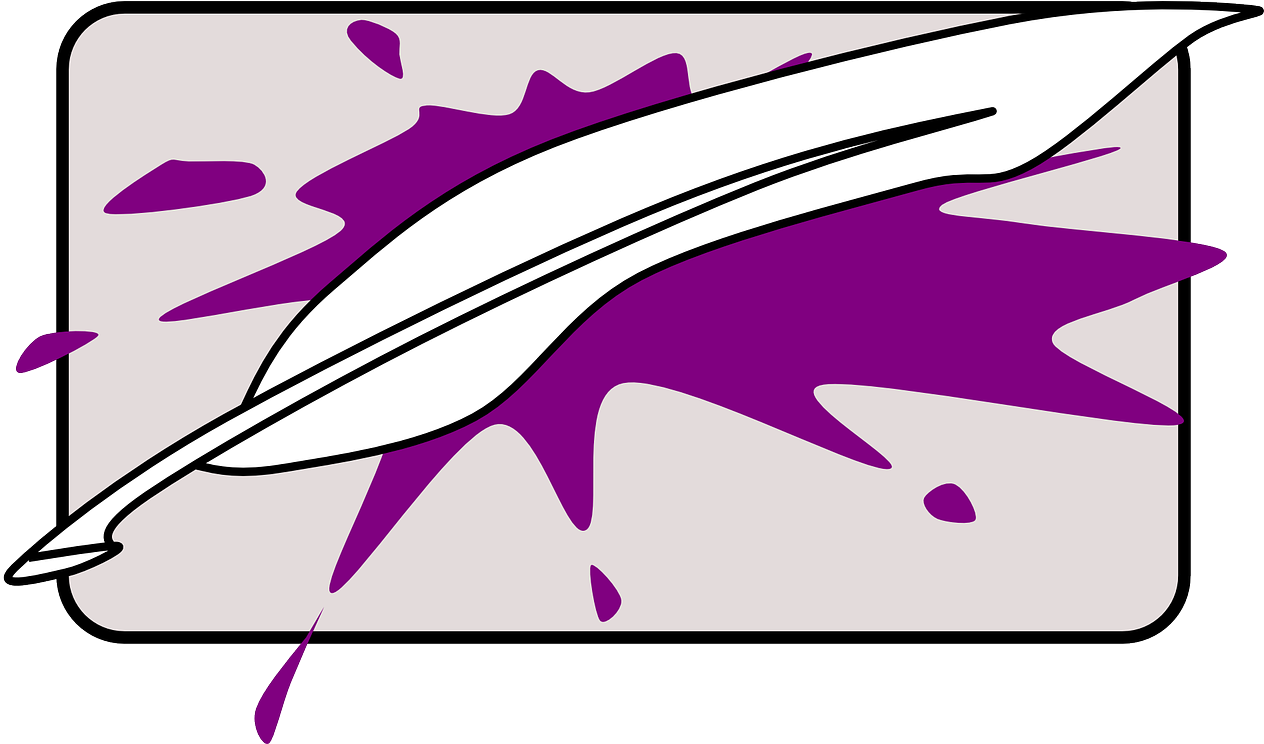 A White Feather With Purple Paint Splatter