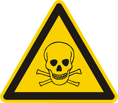 A Yellow Triangle Sign With A Skull And Crossbones