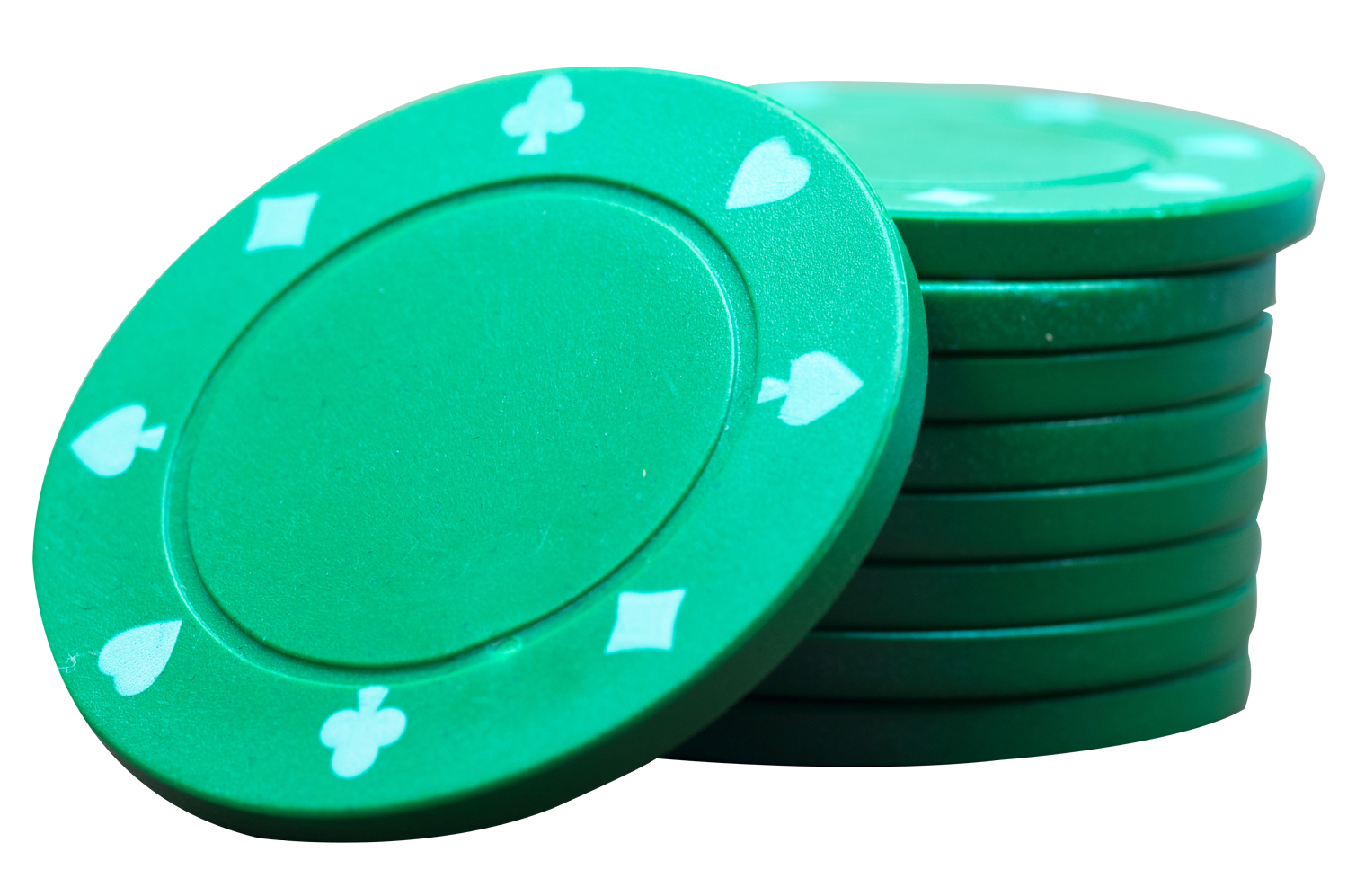 A Stack Of Green Poker Chips