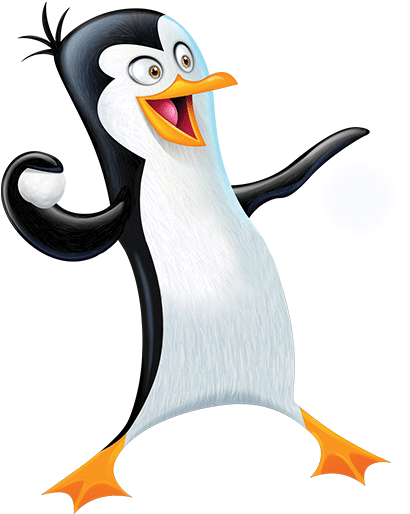 A Cartoon Penguin Holding A Snowball