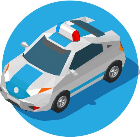 A Low Poly Car With Blue Stripes