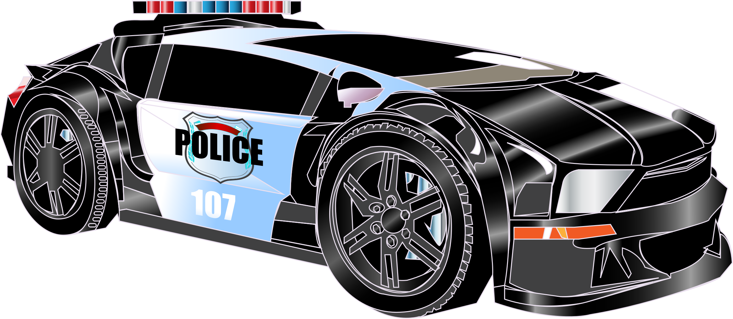 A Blue Police Car With Lights