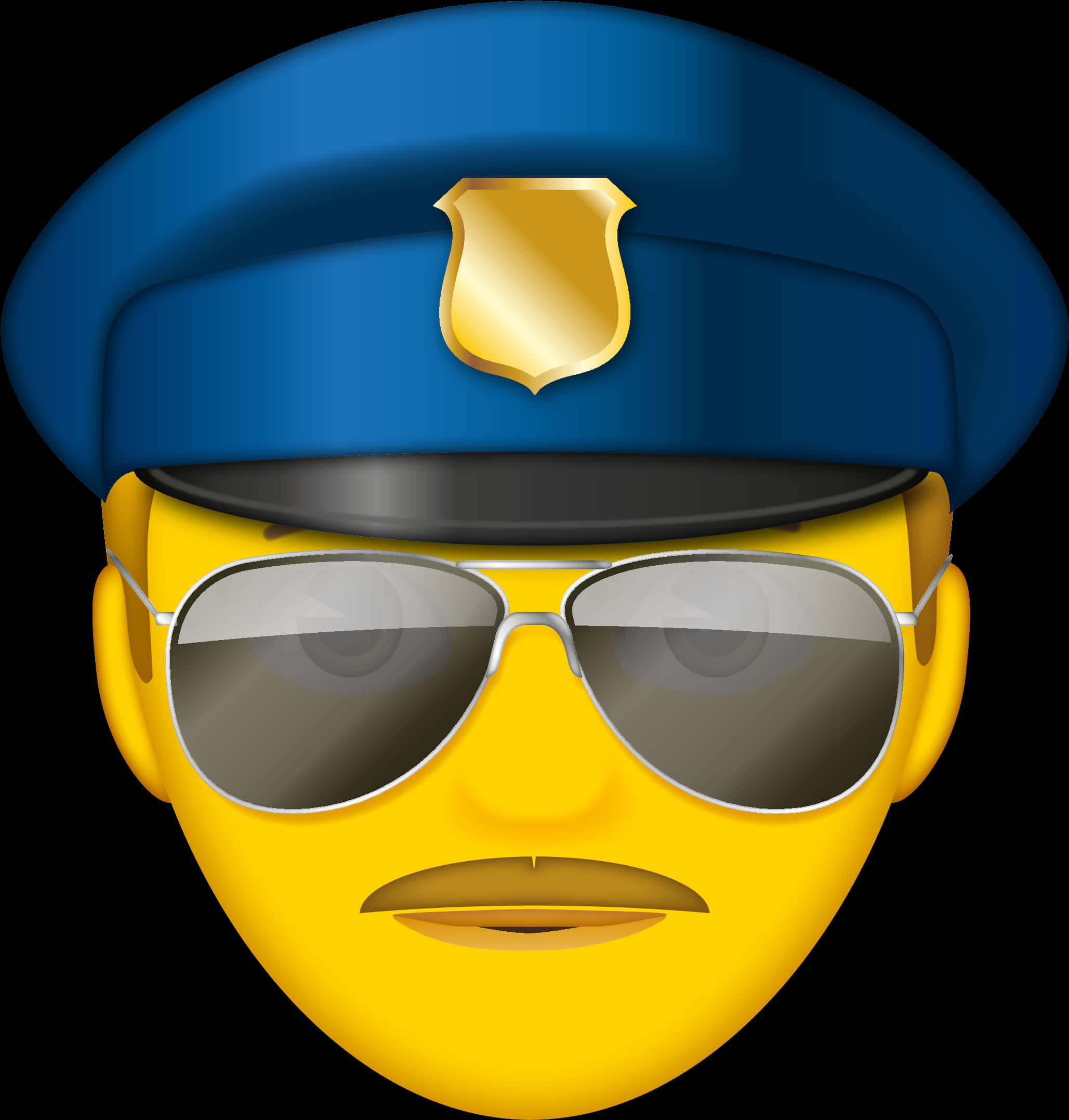 A Yellow Face With A Police Hat And Sunglasses