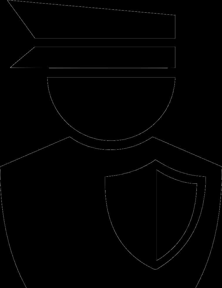 A Black And White Outline Of A Person With A Shield