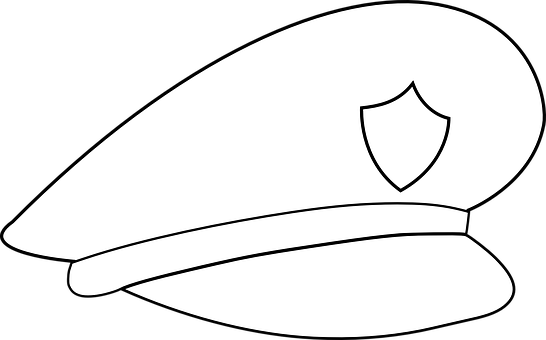 A Black And White Hat With A Shield