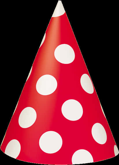 A Red And White Polka Dot Cone Hat